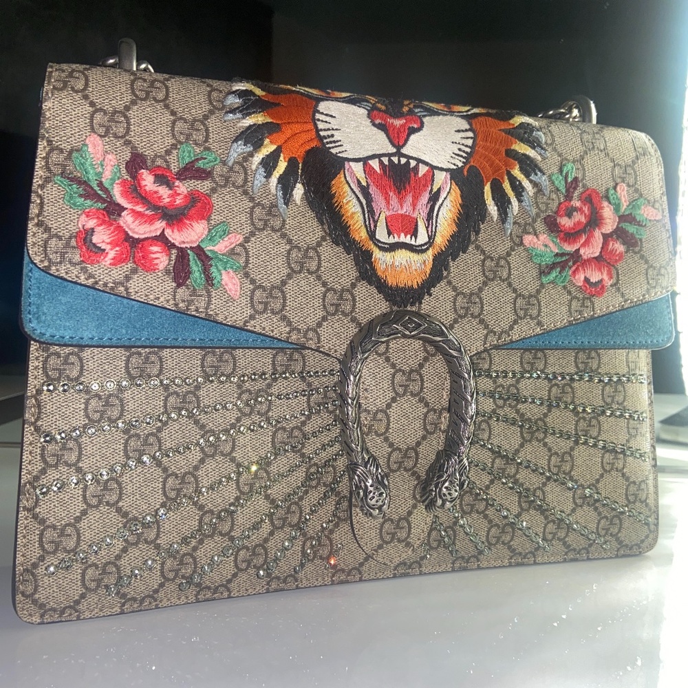 COPY - Gucci Medium Angry Cat Crystal Dionysus Shoulder Bag